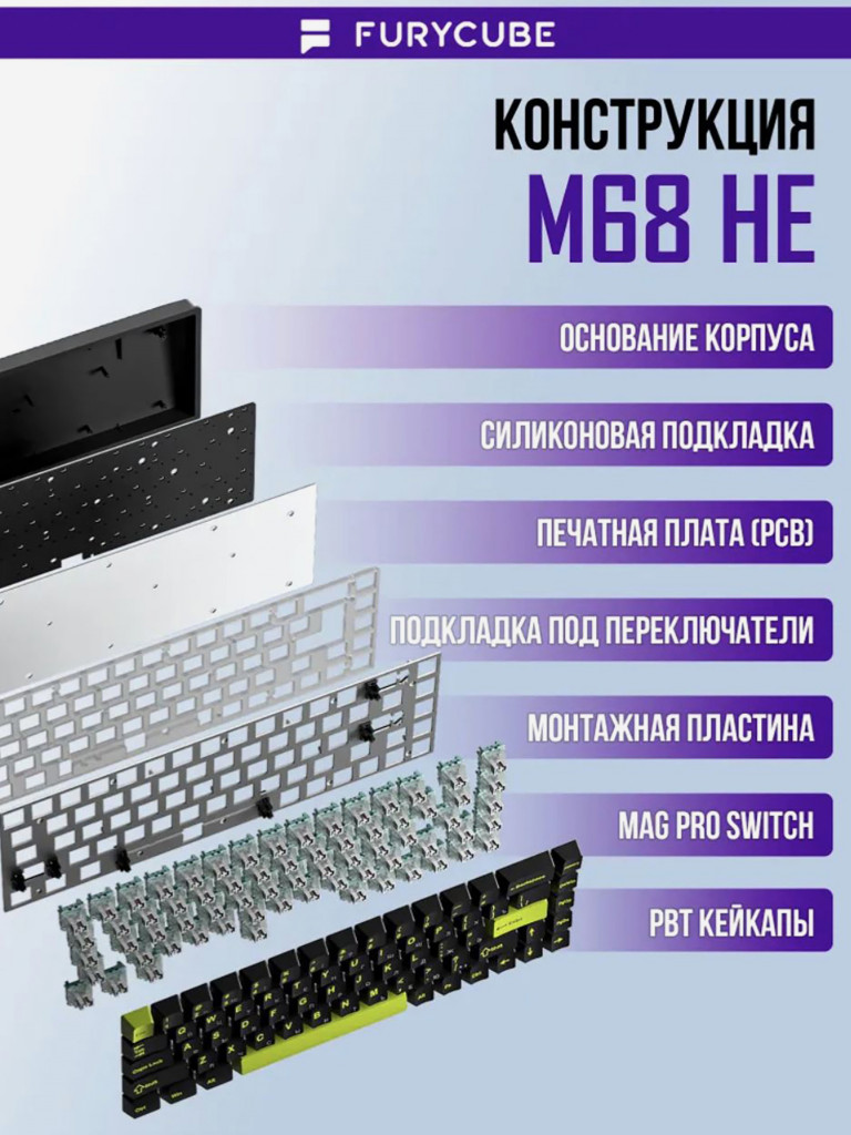 Игровая клавиатура QUALIGO M68HE, беспроводная магнитная