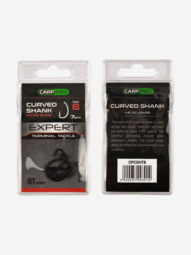 Крючок CARP PRO Black Teflon Curved Shank №8 7шт