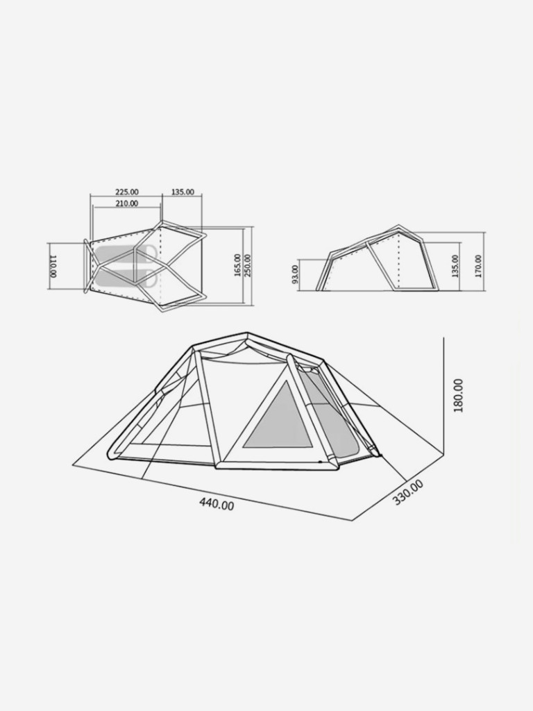 Палатка Naturehike Lingfeng Air 7.3 2-местная, быстросборная, надувной каркас, бело-голубая