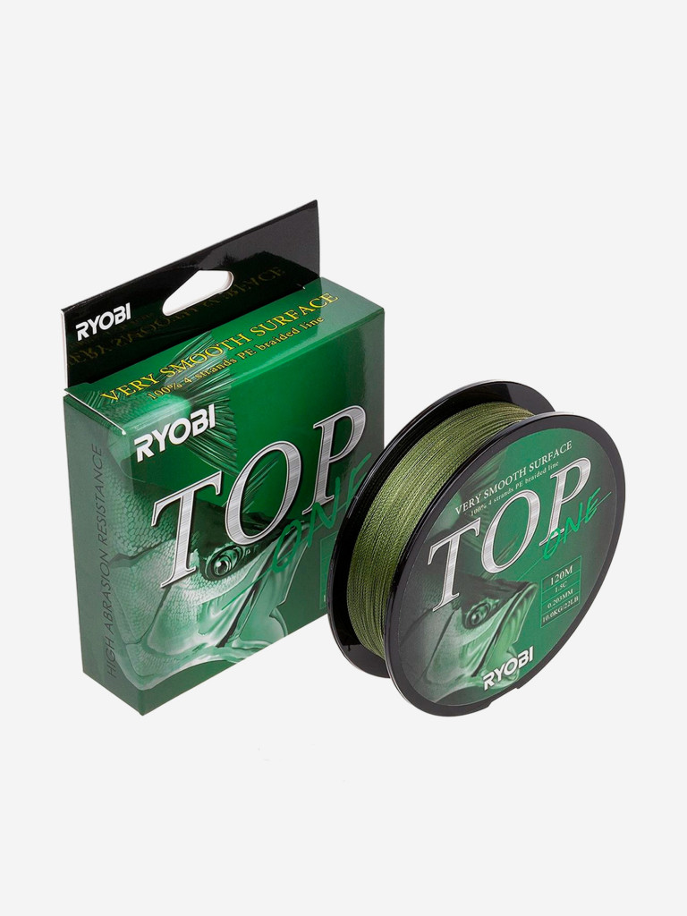 Шнур плетеный для рыбалки Ryobi TOP PE4X, 120м, 0,203мм, 10кг, темно-зеленый