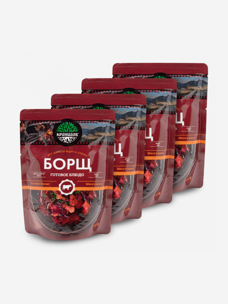 Готовое блюдо Борщ 300 г. (Кронидов) 4шт*300гр, 1,2кг
