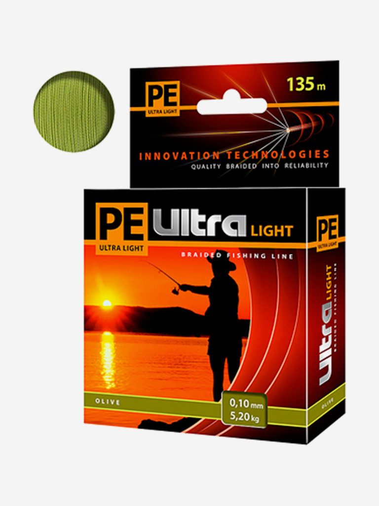 Плетеный шнур для рыбалки AQUA PE ULTRA LIGHT Olive 0,10mm 135m