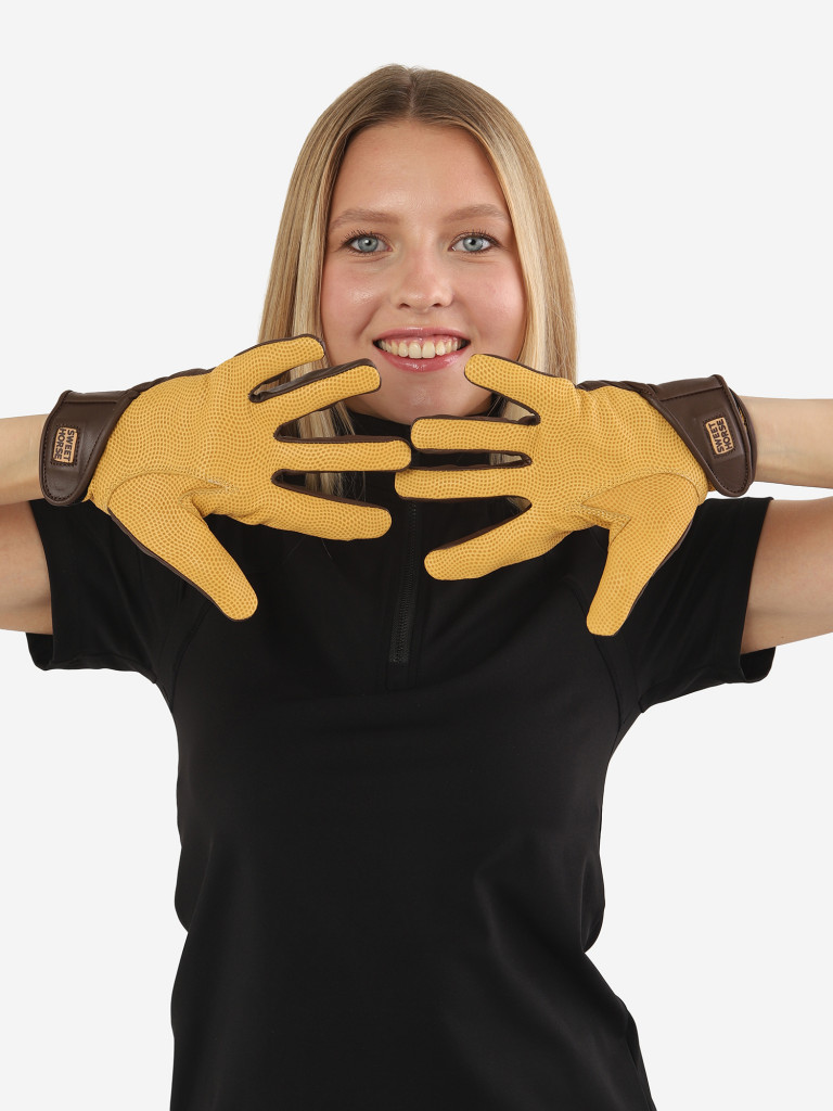 Кожаные перчатки женские Sweet Horse для верховой езды с защитой костяшек