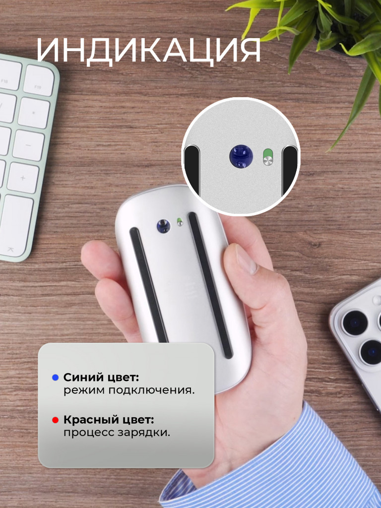 Мышь беспроводная Deppa Neo Mouse, Bluetooth 5.1, 500 мА-ч с сенсорной прокруткой