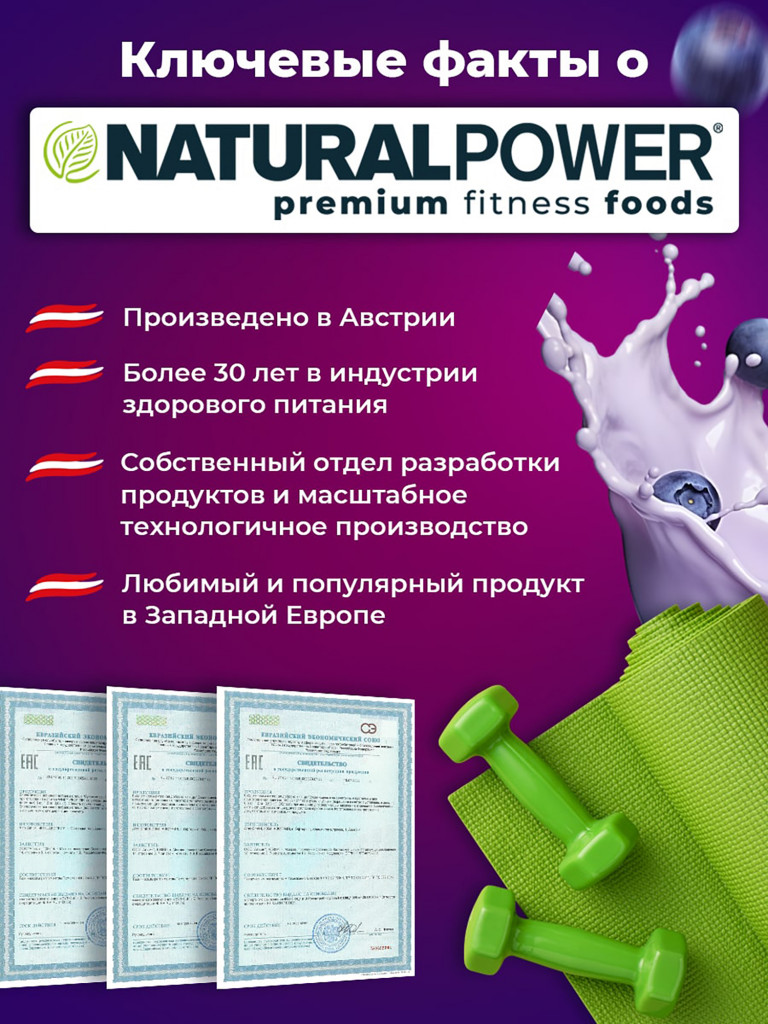 Пятикомпонентный протеин Natural Power 1000 гр Черничный йогурт, Австрия