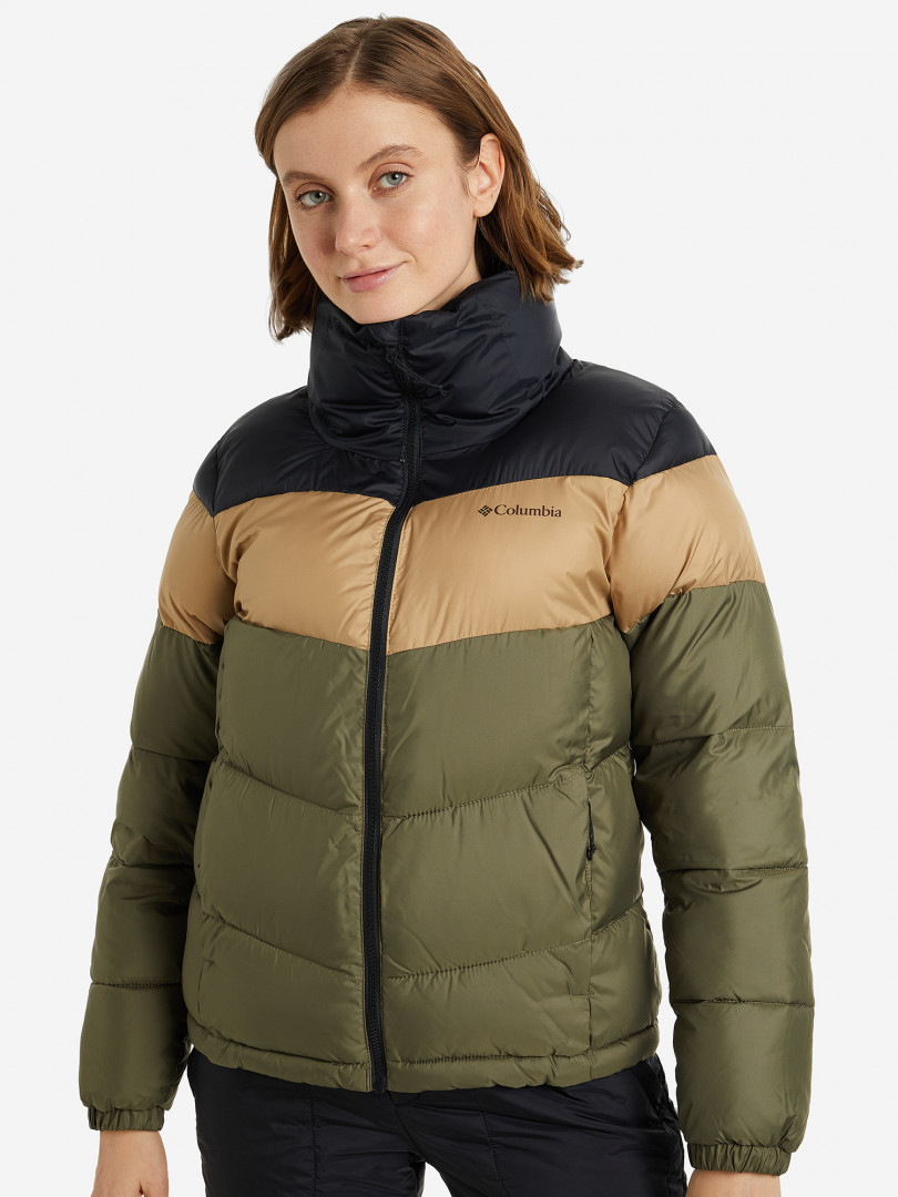 фото Куртка утепленная женская columbia puffect color blocked jacket, зеленый