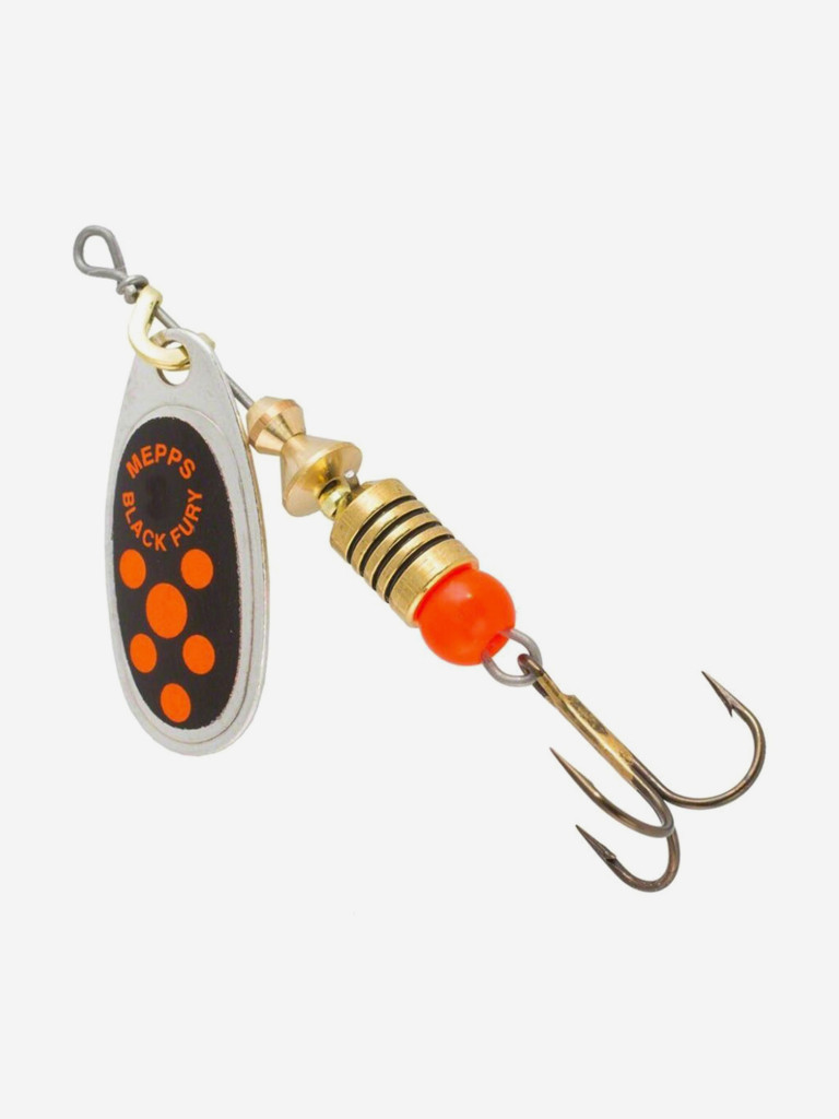 Блесна для рыбалки вертушка Mepps BLACK FURY 0, Silver/Orange, комплект из 5 штук
