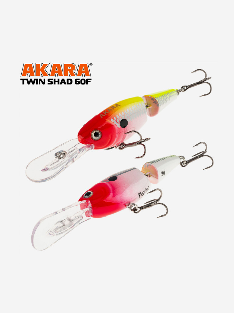 Воблер Akara Twin Shad 60F плавающий для троллинга на щуку, судака, сома, окуня 8гр A60