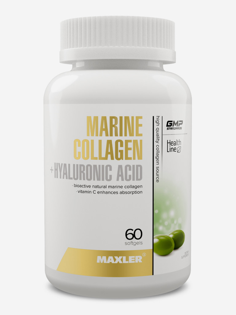 Maxler Marine Collagen + Hyaluronic Acid Complex морской коллаген/гиалуроновая кислота/витамин С. 60 мягких капсул