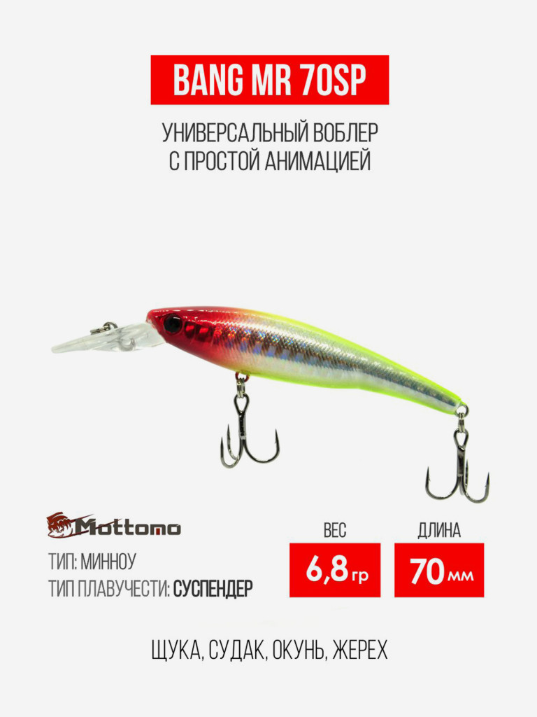 Воблер для рыбалки Bang MR 70SP 6,8g приманка на щуку судака