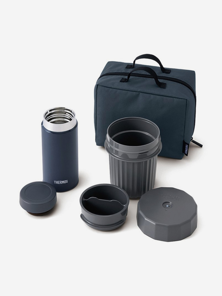 Термос с двумя контейнером в чехле 1 л THERMOS JEC-1000 тёмно-синий