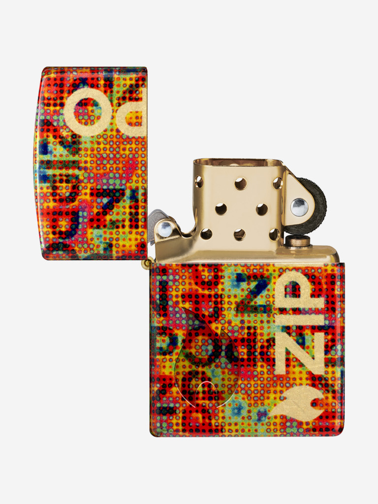 Зажигалка бензиновая ветроустойчивая Zippo Pixel Fusion 540 Tumbled Brass