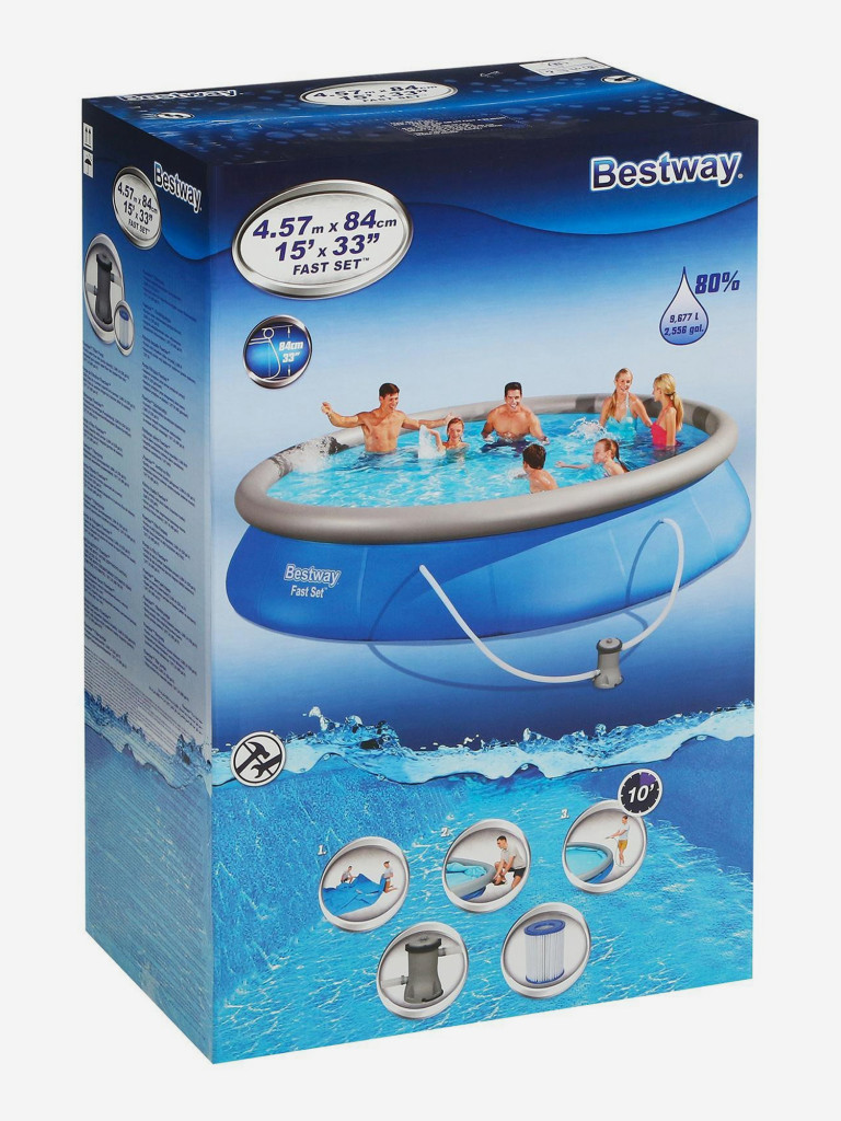 Бассейн с надувным бортом Bestway 57313 (457х84см)