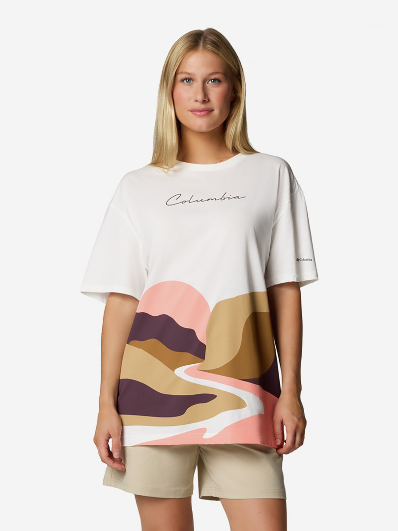 фото Футболка женская оверсайз columbia rolling bend graphic oversized tee, белый