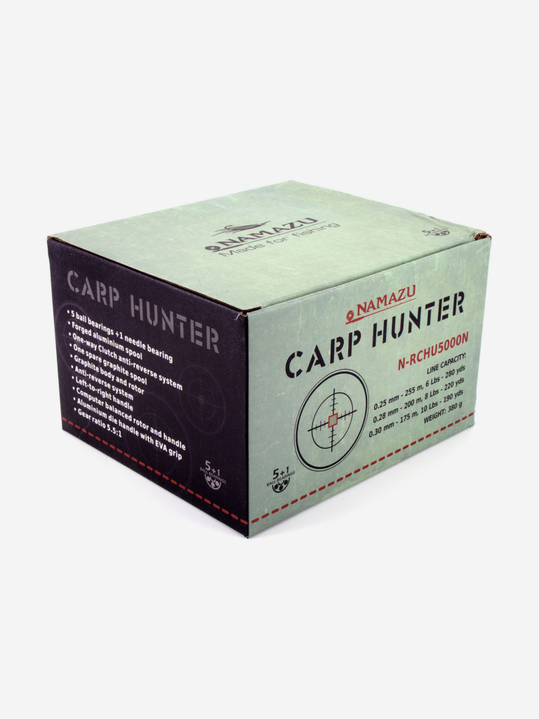 Катушка безынерционная Namazu Carp Hunter New CH5000, 5+1 подшипник, металлическая шпуля + запасная.