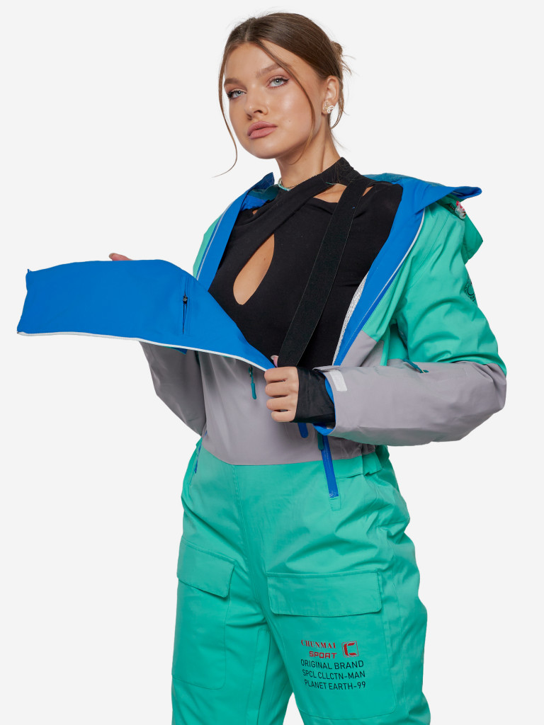 Горнолыжный комбинезон женский зимний бирюзового цвета 2320