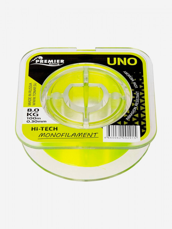 Леска для рыбалки Premier Fishing UNO Nylon 0,30мм, 100м, 8кг, флюоресцентно-желтый