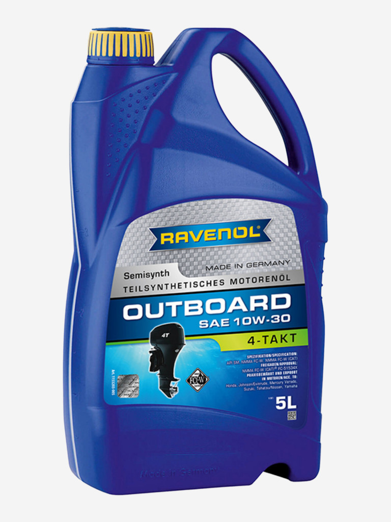 Моторное масло для 4-T лодочных моторов RAVENOL Outboardoel 4T 10W-30, 5 литров