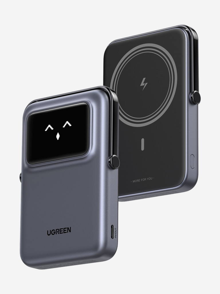 Внешний аккумулятор UGREEN PB572 (45327) UNO 10000mAh Mini Magnetic Wireless Robot 20W Power Bank с держателем