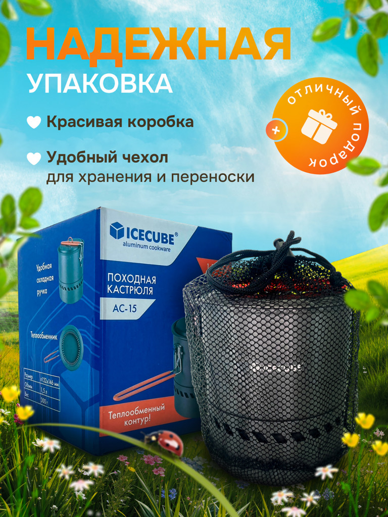 Кастрюля походная с теплообменником Ice Cube AC-15, 1.5 литра