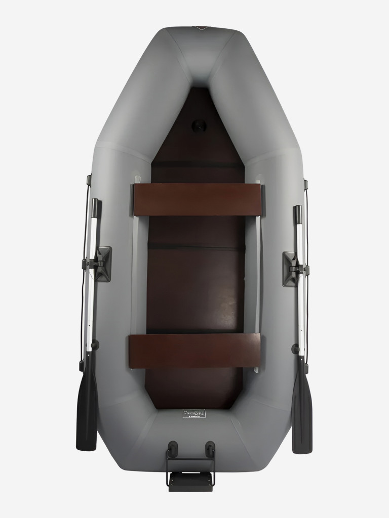 Лодка ПВХ YUKONA 260 GT под мотор двухместная надувная гребная для рыбалки со складным пайолом, серая