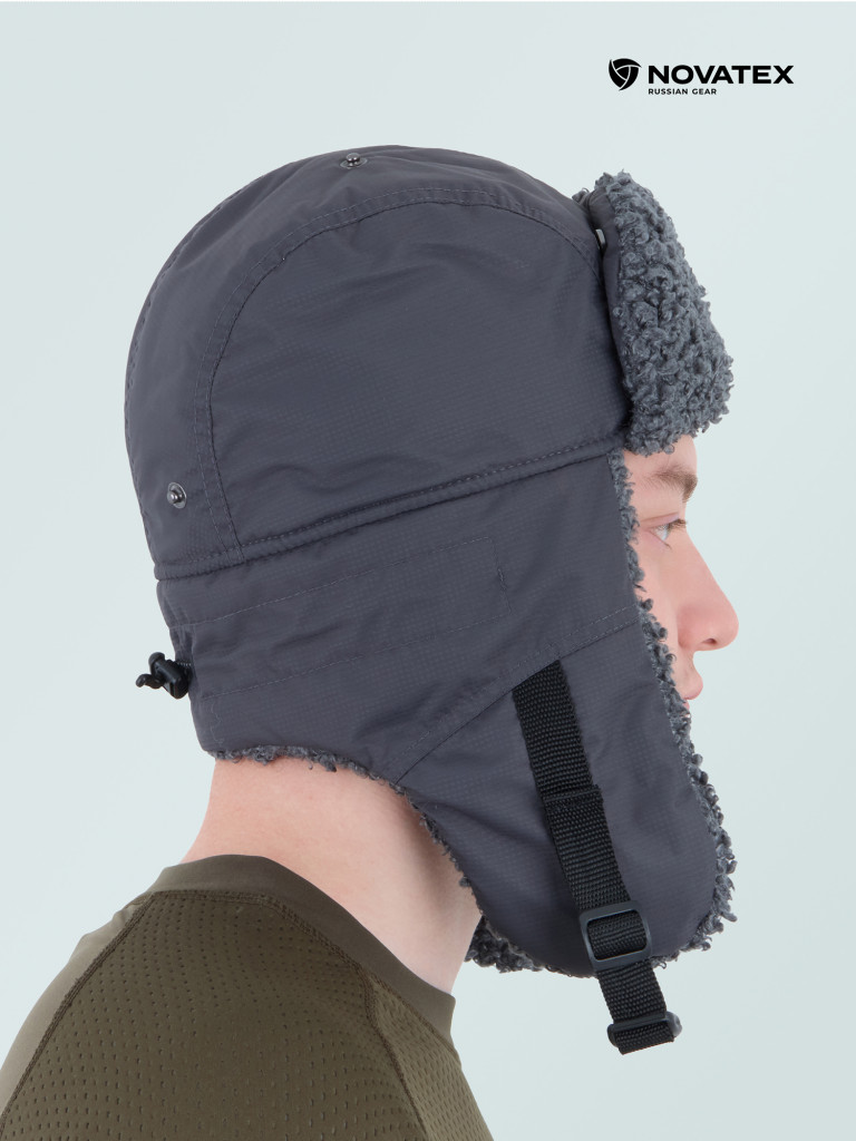 Шапка-ушанка для рыбалки и охоты Камчатка GRAYLING, графит