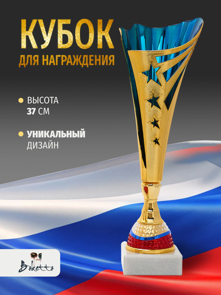 Спортивный кубок для награждения победителя 37 см синий