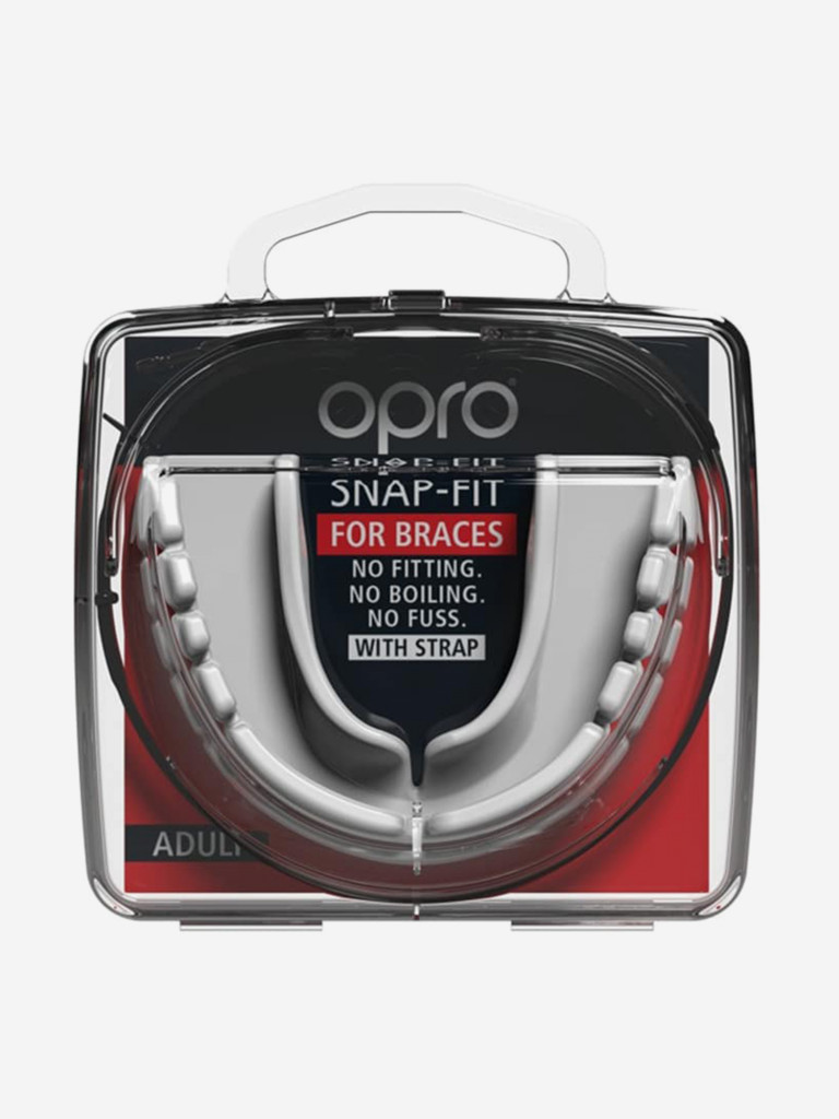 Боксерская капа для брекетов взрослая, однослойная, защитная для зубов OPRO Snap-Fit Braces - White