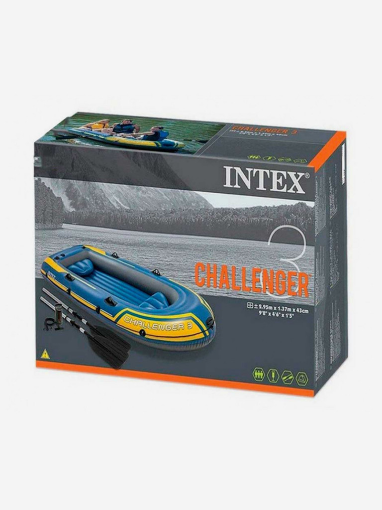 Надувная лодка Intex 68370 Challenger 3 + вёсла + насос (295х137х43см)