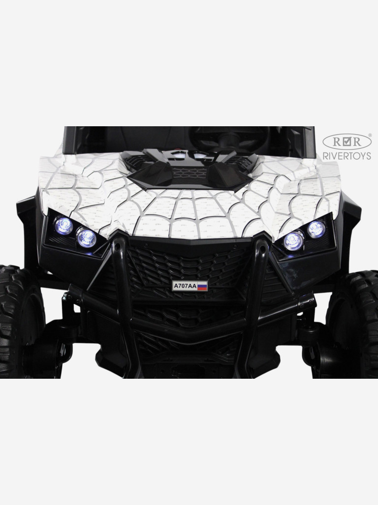 Детский электромобиль RIVERTOYS A707AA LUX NEW 4WD белый спайдер