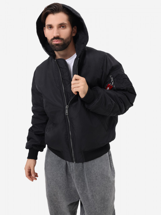 Бомбер утепленный мужской MA-1 Hooded Logo Oxford Alpha Industries