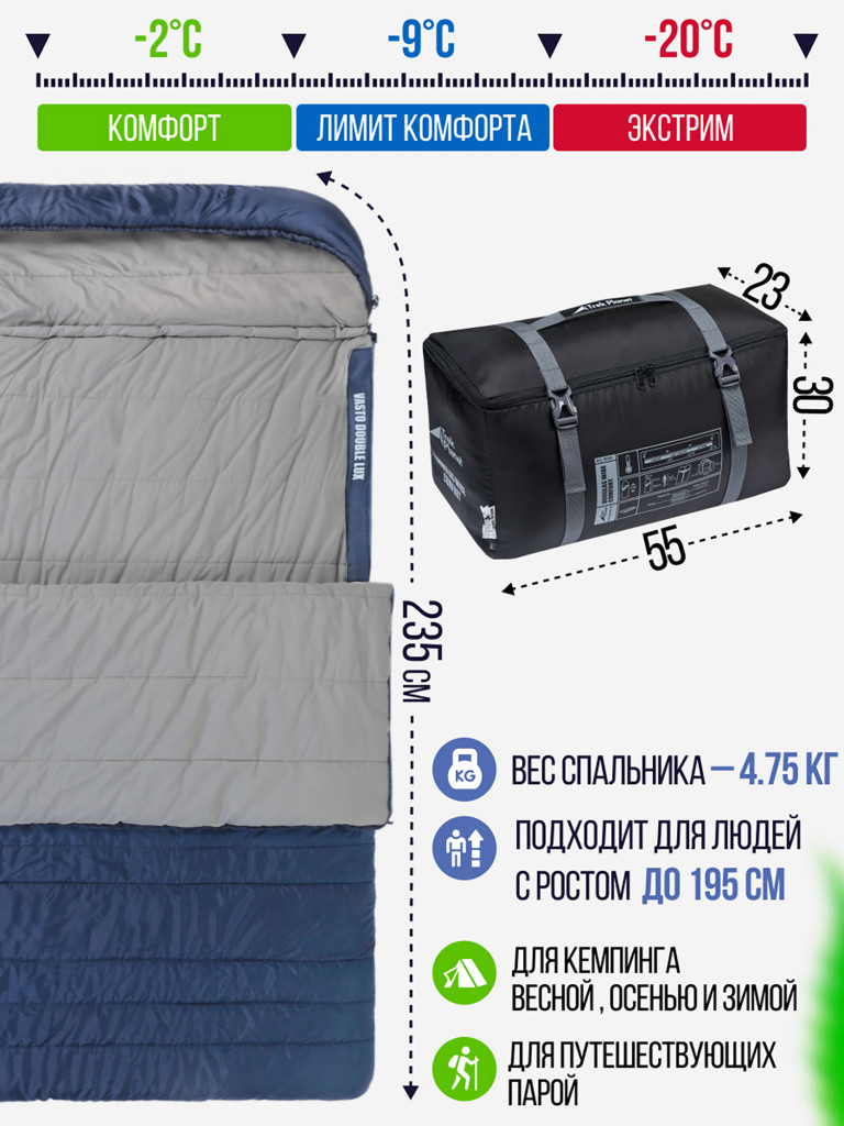 Теплый двойной спальник Trek Planet Vasto Double LUX