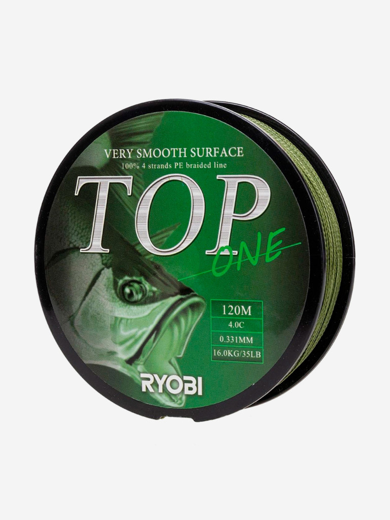 Шнур плетеный для рыбалки Ryobi TOP PE4X, 120м, 0,331мм, 16кг, темно-зеленый