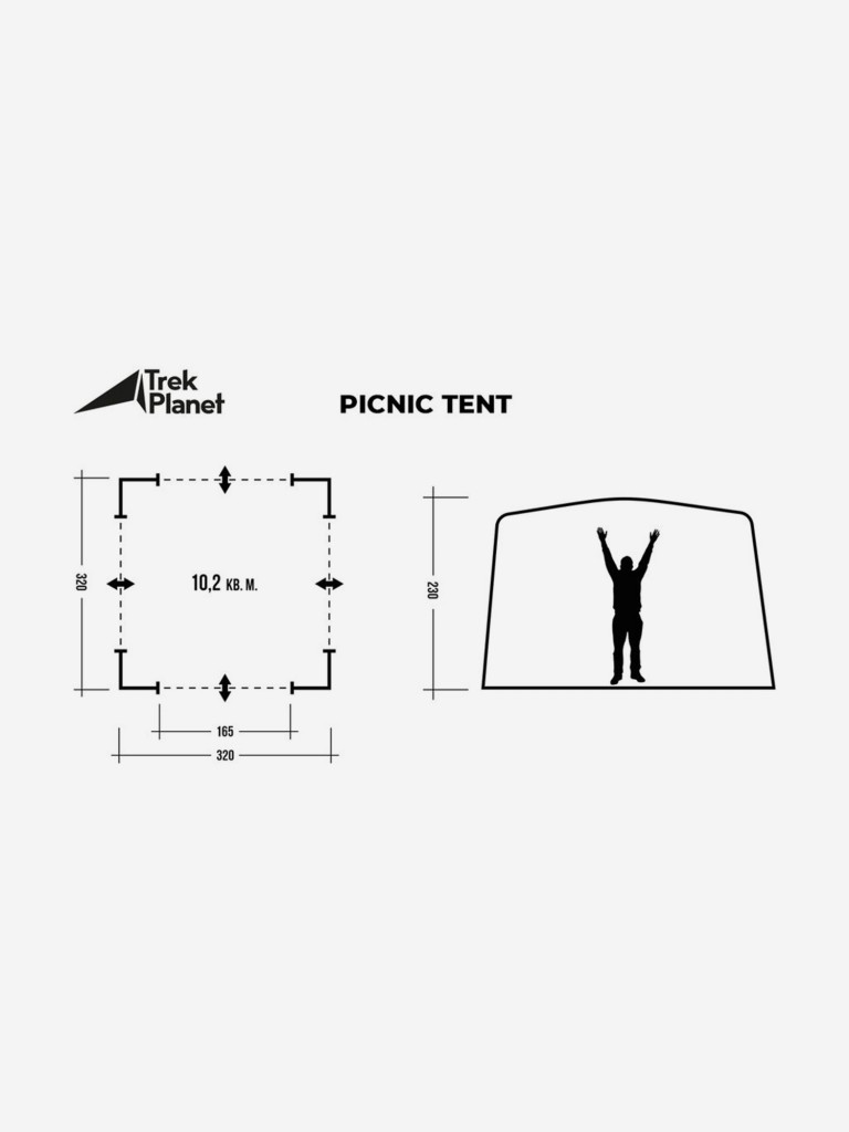 Шатер с 4 входами, двери на каждой стороне, Trek Planet Picnic Tent