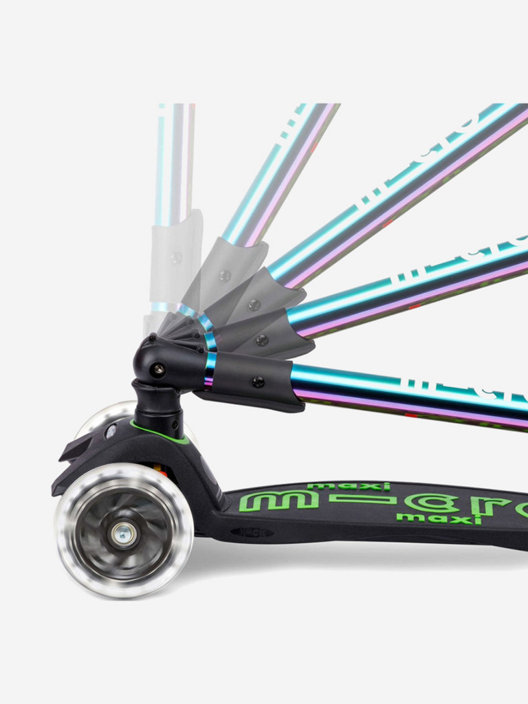 Самокат Micro Maxi Deluxe Led Складной Неохром Зеленый 2026