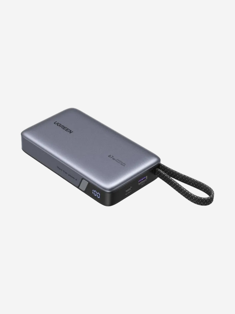 Внешний аккумулятор UGREEN PB550 (55996B) 67W Power Bank 20000 mAh USB-C&USB-A со встроенным кабелем USB-C