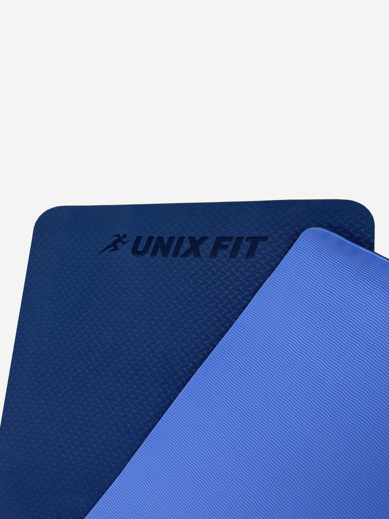 Коврик для йоги и фитнеса UNIX Fit двусторонний, 180 х 61 х 0,6 см, двуцветный, голубой