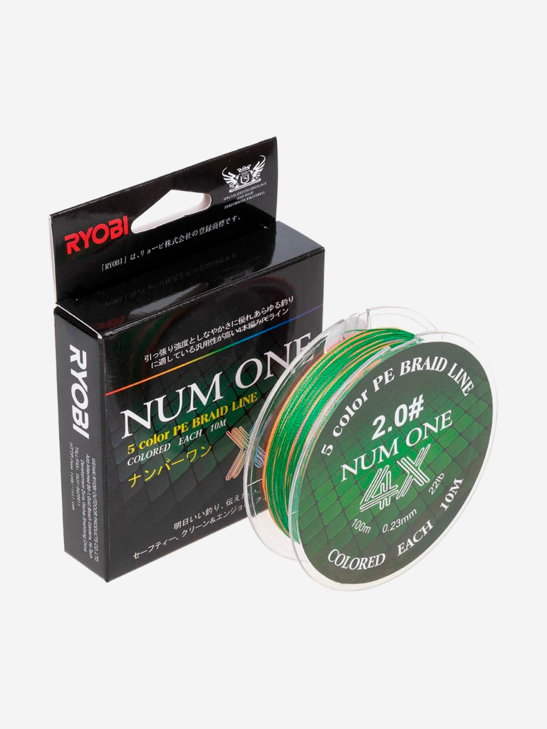 Шнур плетеный для рыбалки Ryobi NUM ONE PE4X, 100м, 0,235мм, 10кг, мультиколор