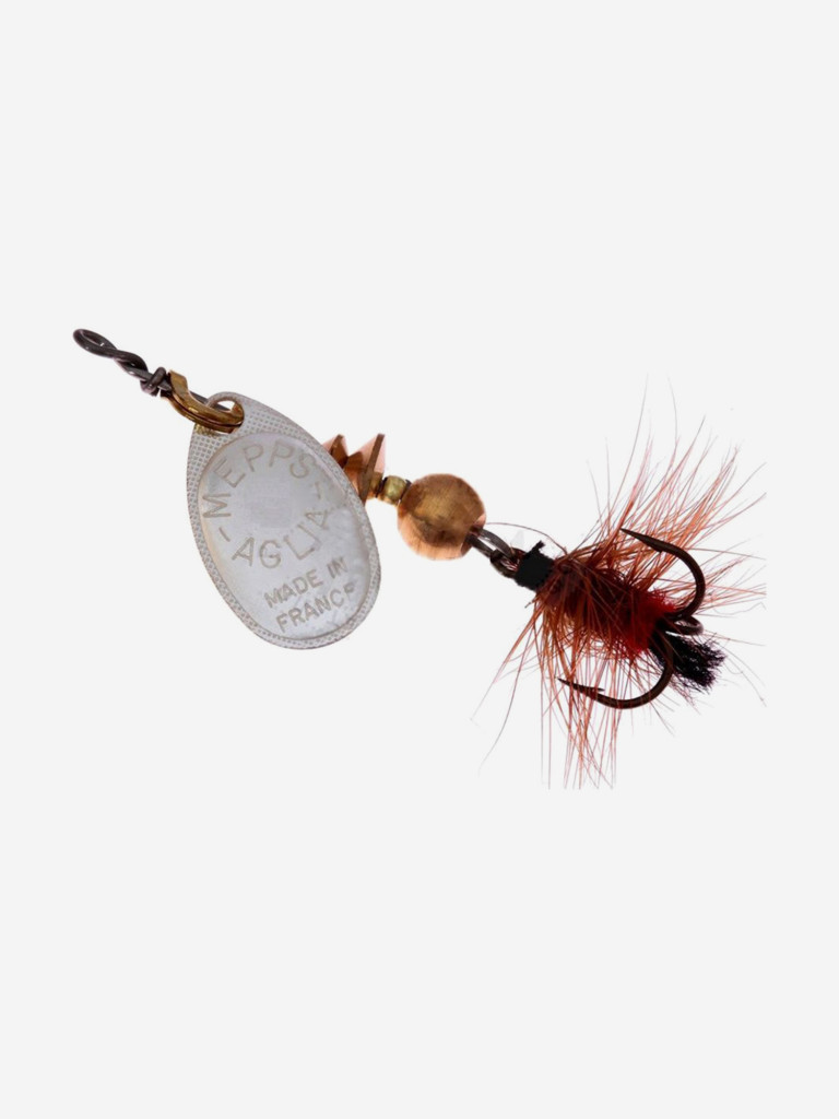 Блесна для рыбалки вертушка Mepps AGLIA MOUCHE, 1, Silver/Red fly, комплект из 5 штук