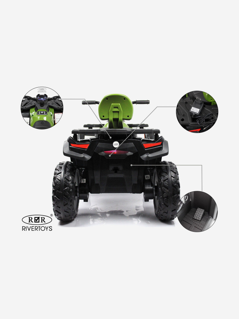 Детский электроквадроцикл RIVERTOYS T001TT 4WD зеленый