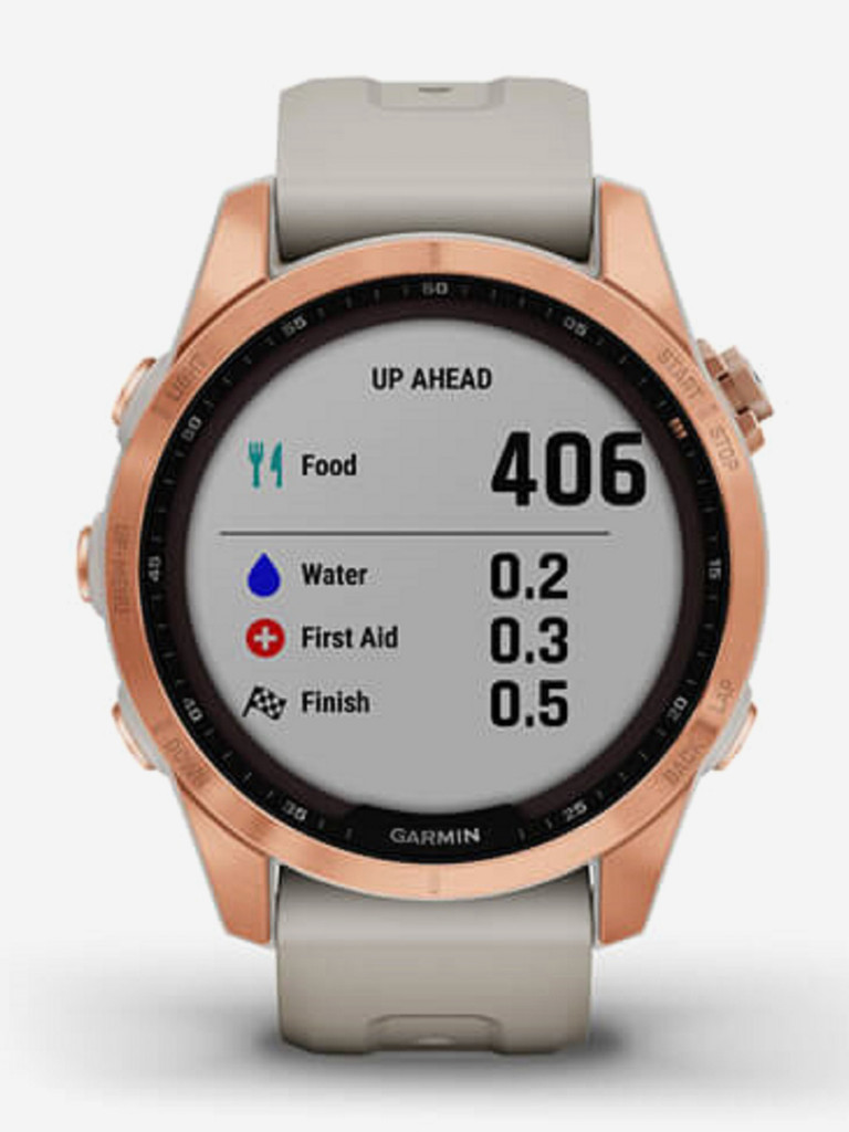 Часы Garmin Fenix 7S Solar с технологией солнечной зарядки, розовое золото с песочным силиконовым ремешком 010-02539-11