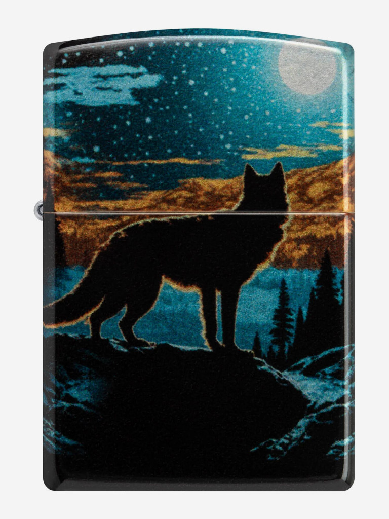 Зажигалка бензиновая ветроустойчивая Zippo Moonlight Wolf Design 540 Tumbled Chrome