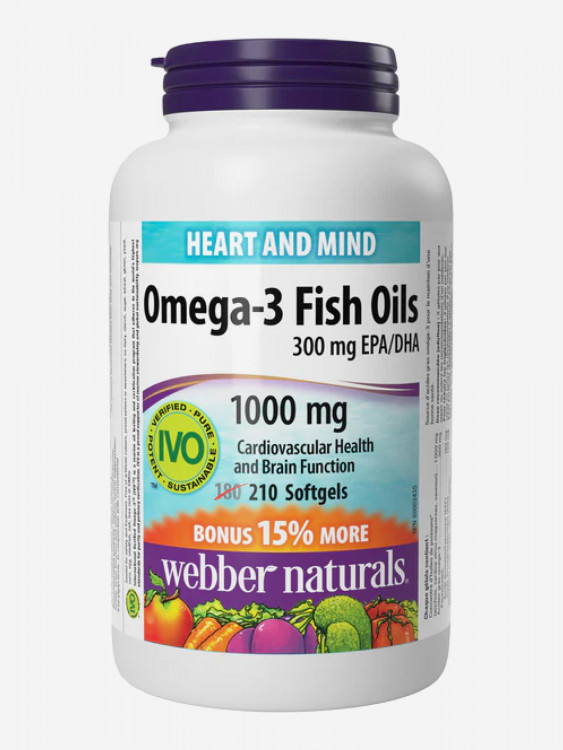 Webber Naturals Омега-3 рыбий жир 1000 мг, 210 капс