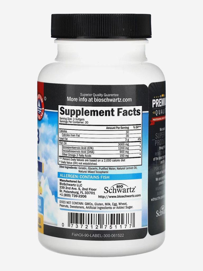 Омега-3, BioSchwartz, 1200 mg EPA | 900 mg DHA, 90 капсул