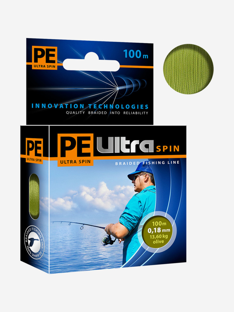 Плетеный шнур для рыбалки AQUA PE ULTRA SPIN Olive 0,18mm 100m
