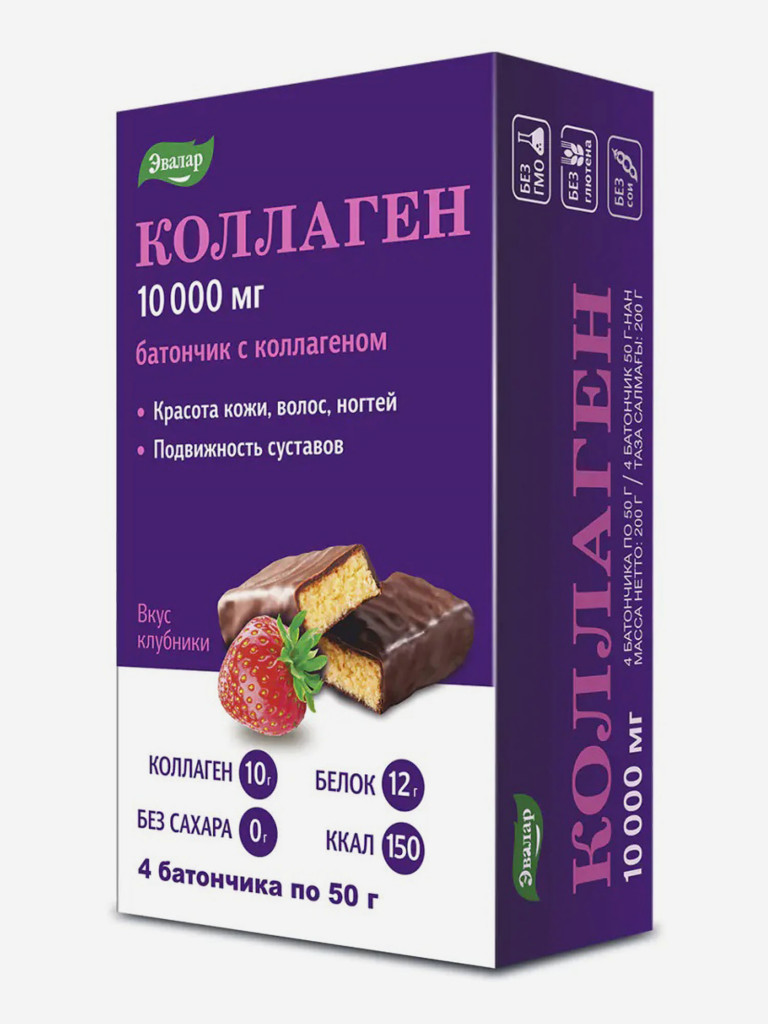 Коллаген 10 000 мг Эвалар батончик 4 штуки