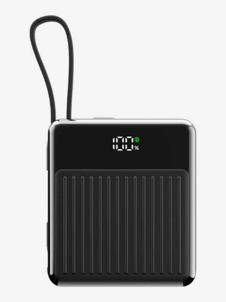 Мощный беспроводной блок питания KEEPHONE Potrable / Повербанк с кабелем Type-C и lightning / Быстрая зарядка 10000 мАч — Чёрный
