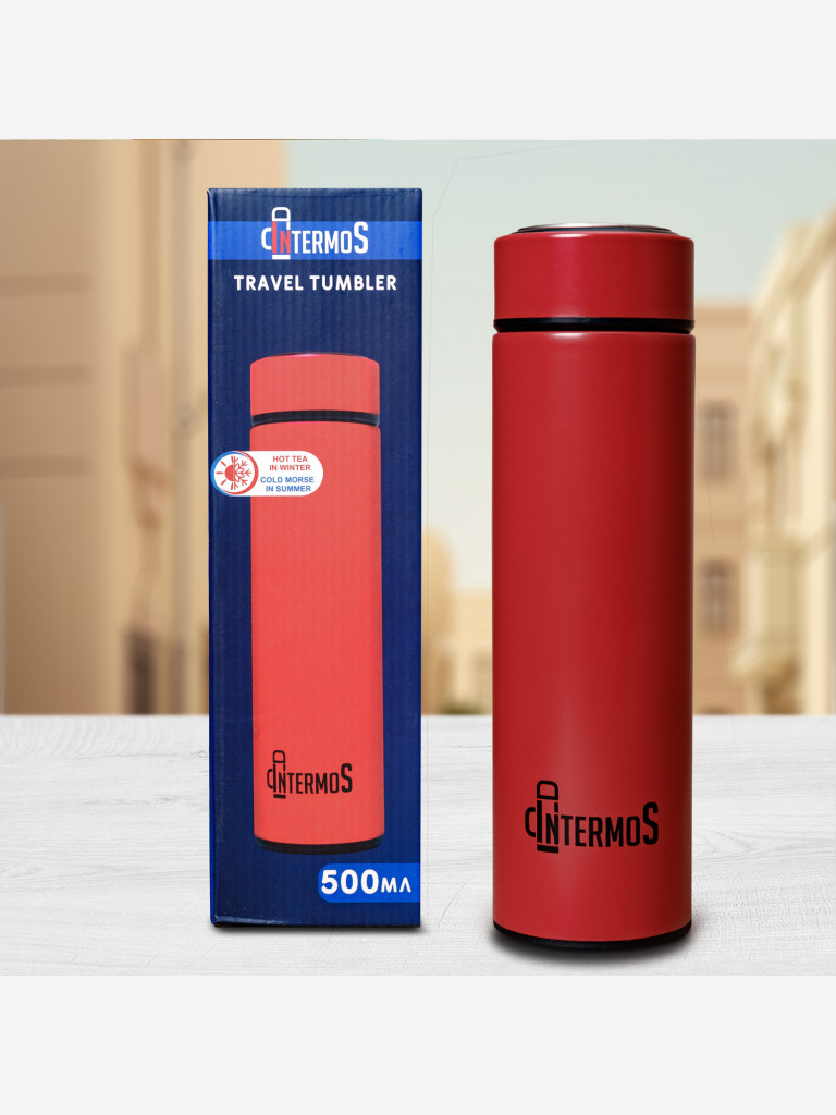 Термос с узким горлом с фильтром для чая Intermos, 500 мл, красный