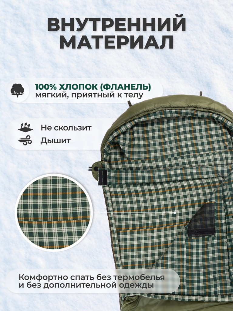 Спальный мешок BTrace Rich Правый, Правый, Зеленый