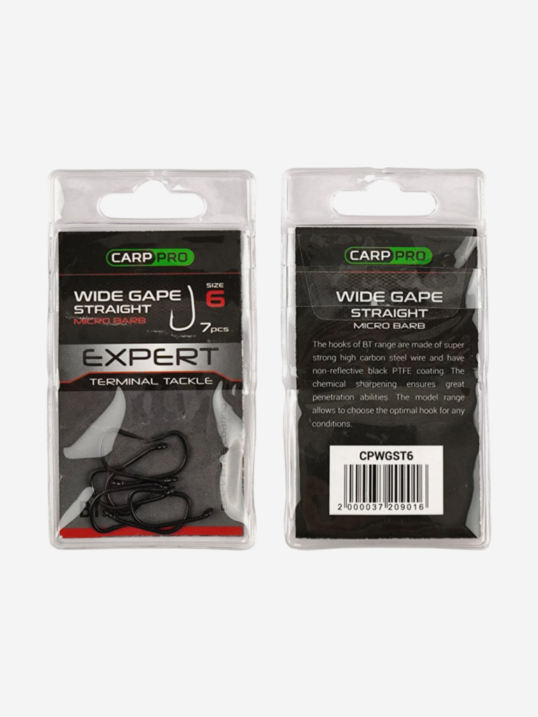 Крючок CARP PRO Black Teflon Wide Gape Straight №4 7шт